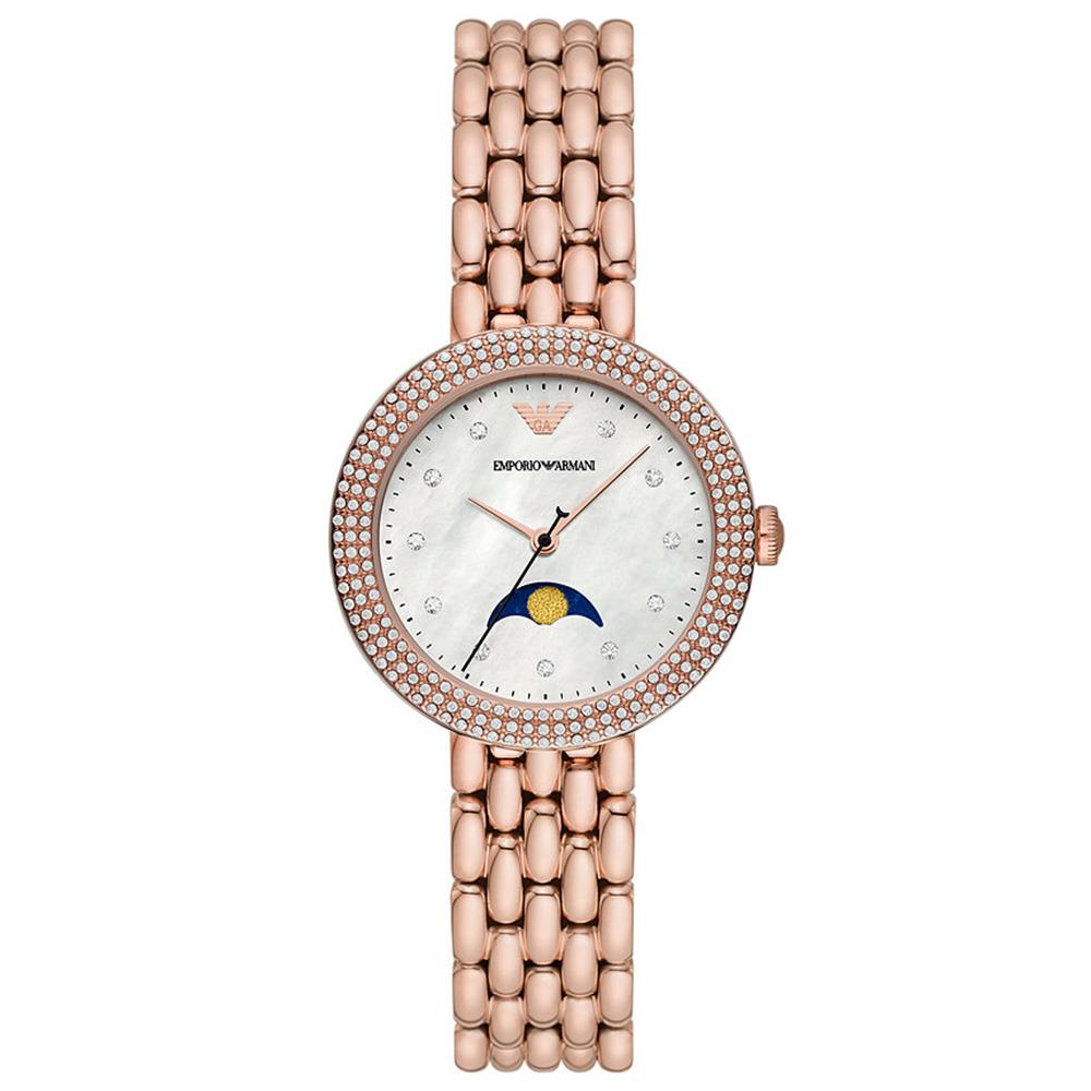 Emporio Armani AR11462 Rosa Quartz Crystal White Mother of Pearl Dial Ladies Watch Emporio Armani AR11462 Rosa Quartz Crystal White Mother of Pearl Dial Ladies Watch